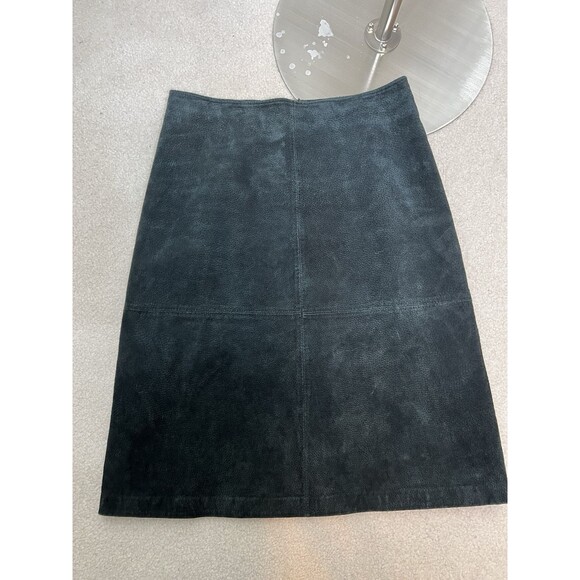 St. John's Bay A-Line Skirt Washed Black Suede Genuine Leather Vintage Size 8 - Picture 2 of 10